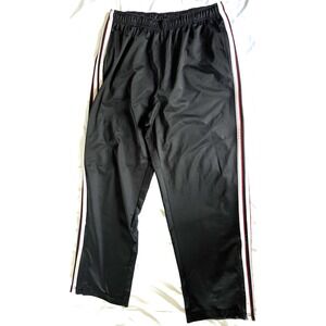 Tek Gear Pants Men/Women Large Black Track Athletic Stripe Pockets Polyester Gym